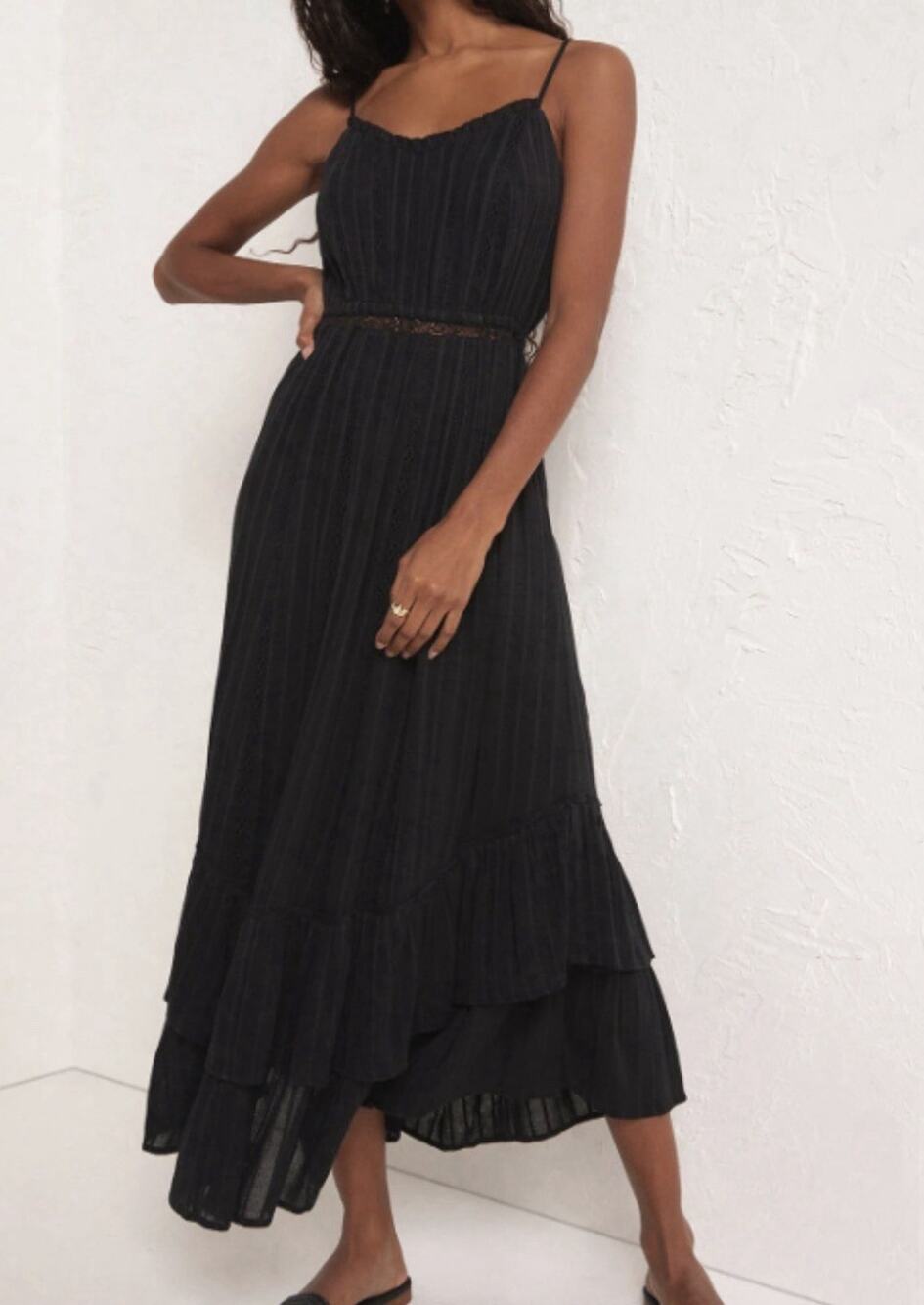 Z Supply Maxi Black Dress Size Medium Scoop neck Sleeveless Lined Cotton